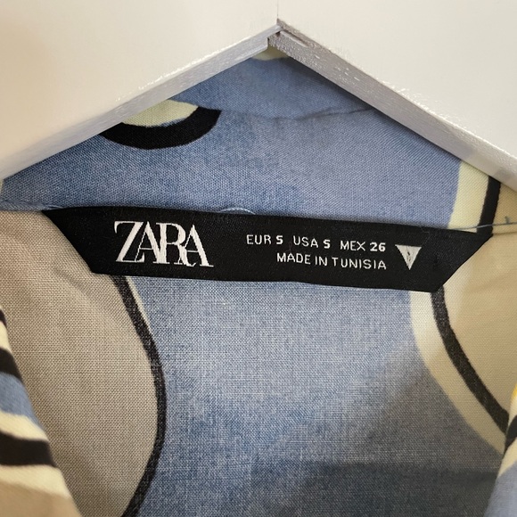 Zara Long Sleeve Cropped Flower Nature Print Button Up Shirt Size Small - Picture 7 of 10